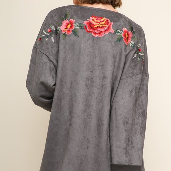 NWT Umgee Faux Suede Embroidered Jacket - Picture 3 of 3